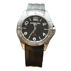 Raymond Weil Tango Black Dial Rubber Steel Quartz Watch 5595/1-SR-05207